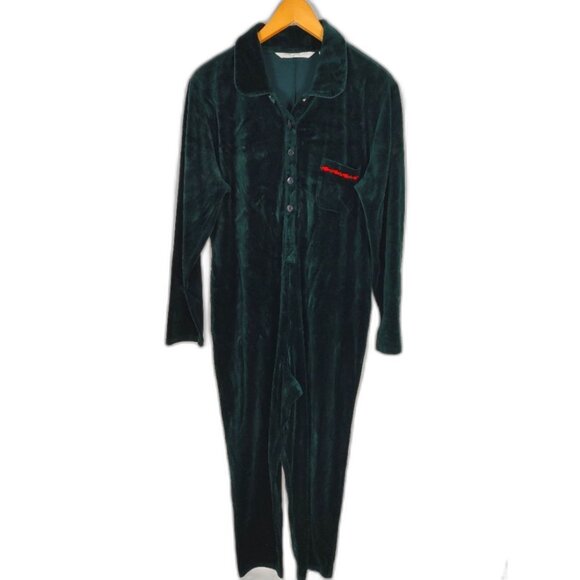 NWOT Victoria's Secret Country Deadstock Green Velvet Romper/Jumpsuit Large - Picture 1 of 12